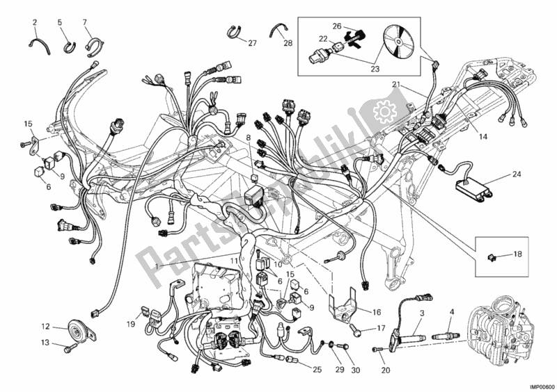 Wiring harness spare parts for Ducati Superbike (1198 S) from 2009